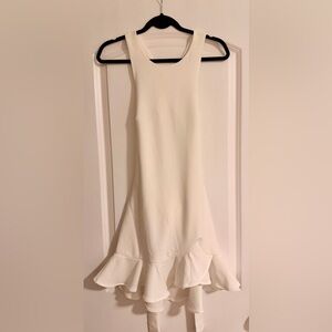 Sleeveless Ivory Ruffle-Hem Mini Dress